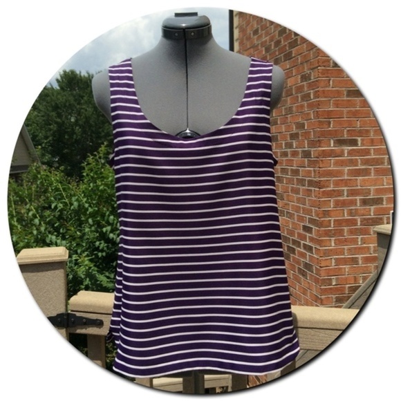 Ann Taylor Loft Navy & White Striped Tank Top, Size M/P - Picture 1 of 4